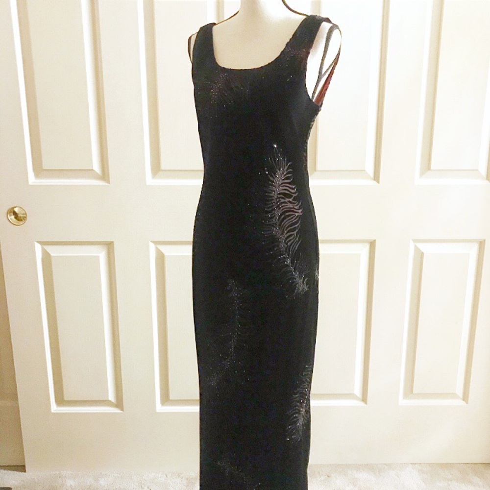 Black Sequin Evening Gown - Elegant Long Dress - Picture 2 of 7